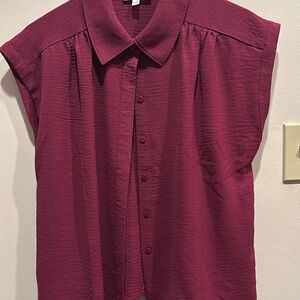 Magenta Button-Up Blouse